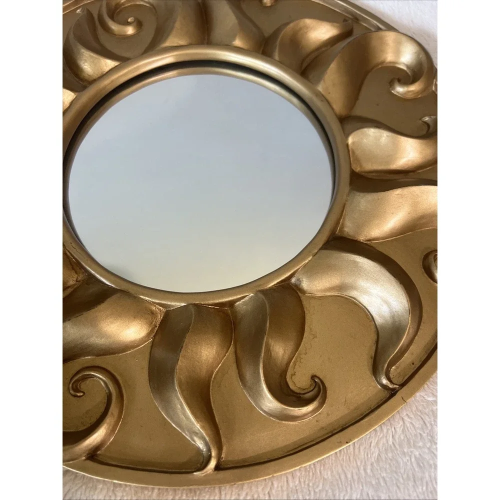 Vintage Gold Sunburst Wall Mirror Decorative Celestial Boho Sun Whimsical 90's